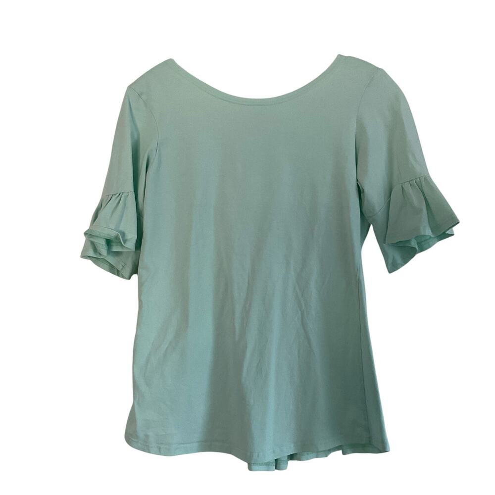 Elegantees Sea Foam Blue/Green Ruffle Tee Small
